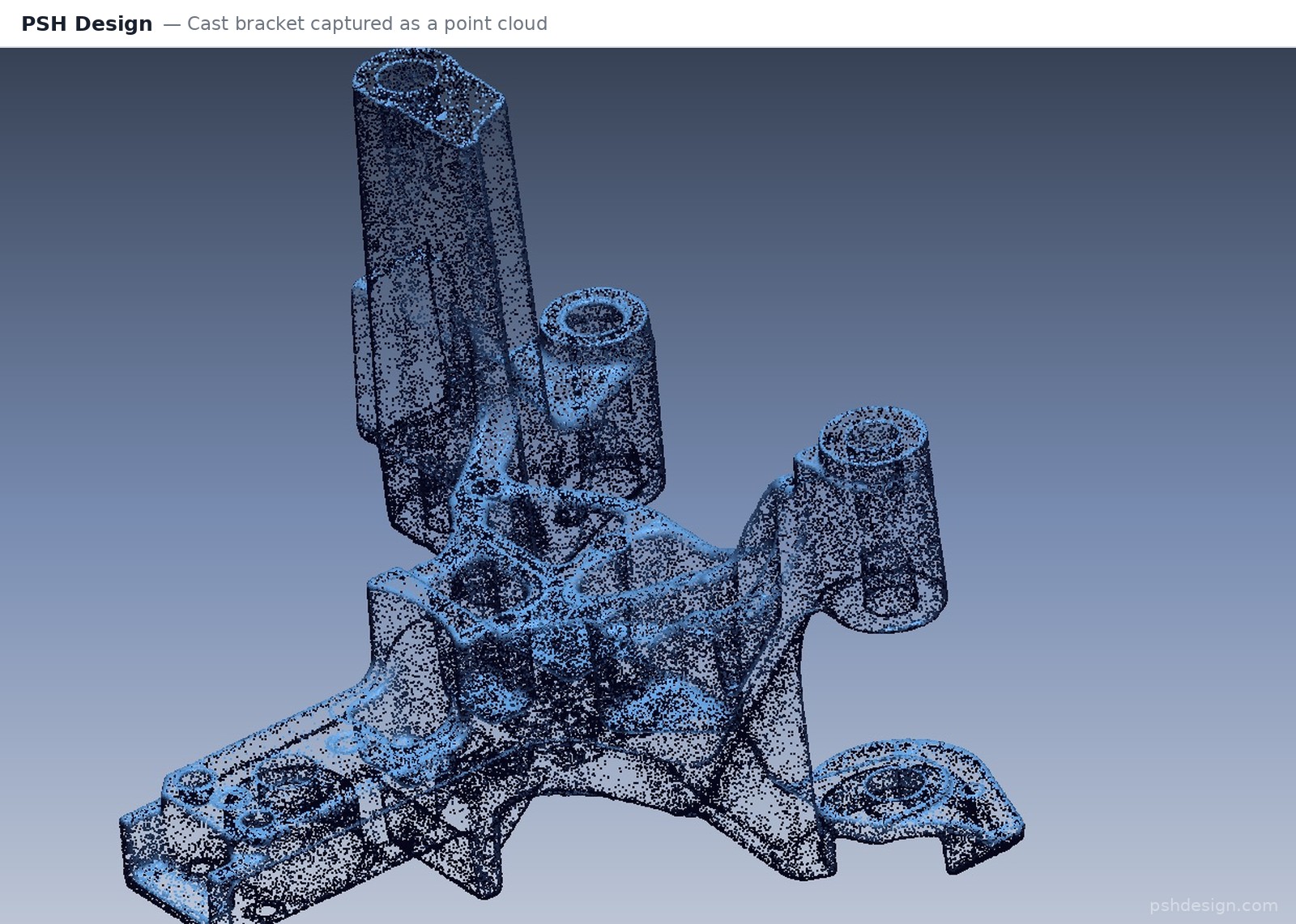 Cast bracket captured as a 3D scan point cloud