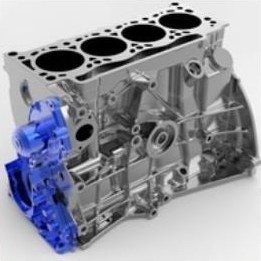Engine block rebuilt from scan data as a native parametric model with an editable feature tree
